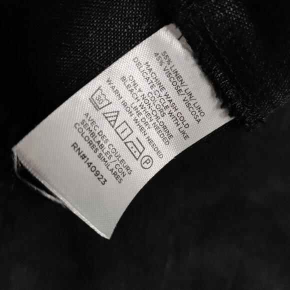 LOFT Black Linen Blend Lagenlook Prairie Linen Maxi Slip Dress Women's Size 10 - Picture 10 of 12